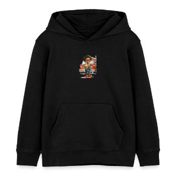Cute child with fire truck - Kids Organic Hoodie by Stanley/Stella - black - Front - AI Model Kid Male (0cm)