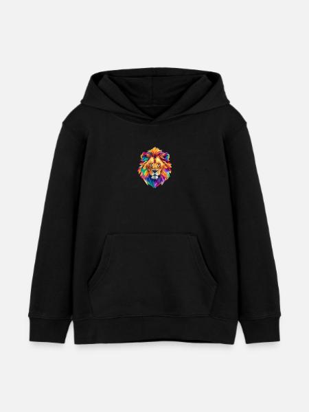 Löwenkopf - Kinder Organic Hoodie Mini Cruiser von Stanley/Stella - Schwarz