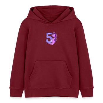 5th Birthday Motif Seahorse - Five Years Old - Kids Organic Hoodie by Stanley/Stella - burgundy - Front - AI Model Kid Female (0cm)