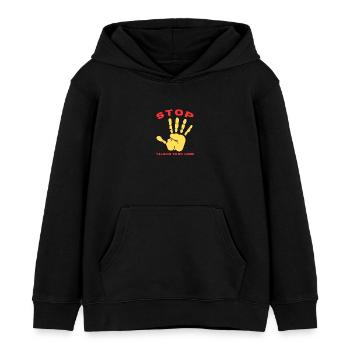 Stop Talk to My Hand- Funny Hand Design - Kids Organic Hoodie by Stanley/Stella - black - Front - AI Model Kid Male (0cm)