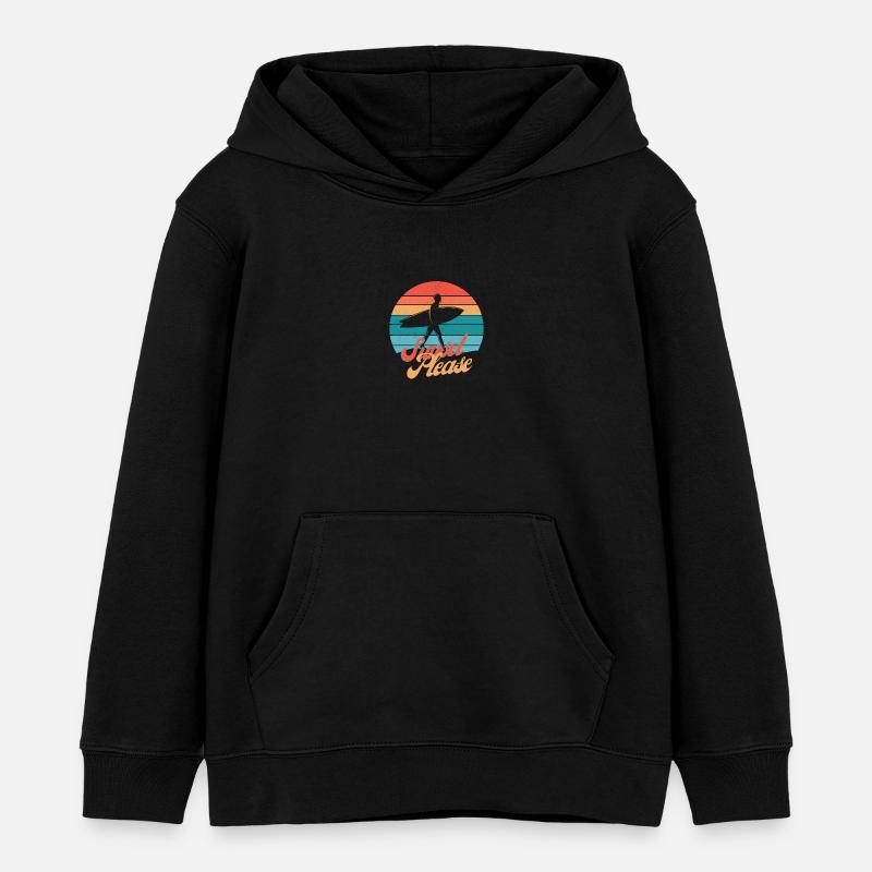 Sunset Surf Silhouette Rétro - Sweat à capuche enfant bio Stanley/Stella - noir