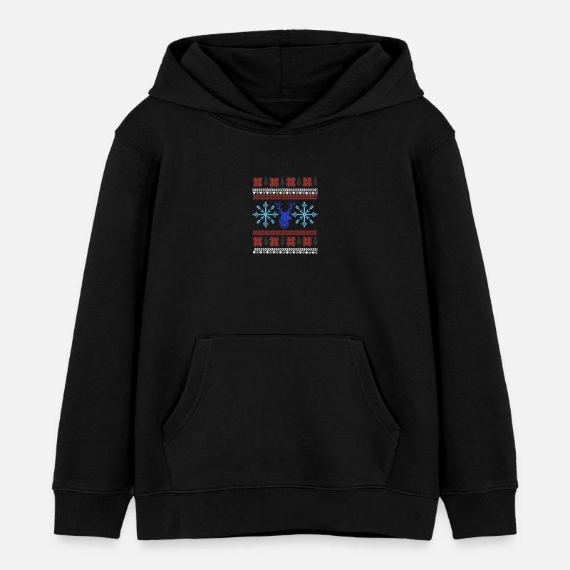 Pixel Christmas Pattern - Kids Organic Hoodie by Stanley/Stella - black