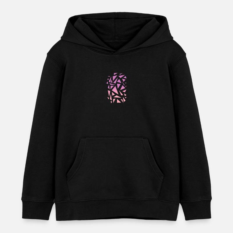 Motif triangulaire - Rose violet - Sweat à capuche enfant bio Stanley/Stella - noir