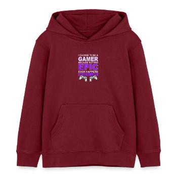 Jeux de joueurs - Sweat à capuche enfant bio Stanley/Stella - bordeaux - Devant - AI Model Kid Female (0cm)