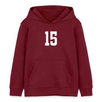 Zahl 15  - Kinder Organic Hoodie Mini Cruiser von Stanley/Stella - Burgunderrot - Vorne - AI Model Kid Female (0cm)