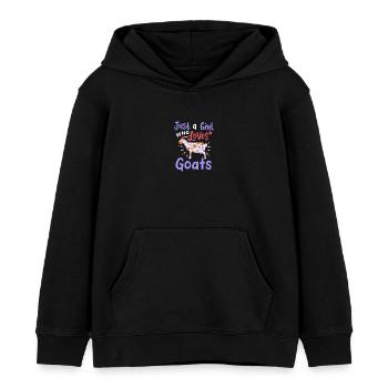 Juste une fille qui aime les chèvres - Sweat à capuche enfant bio Stanley/Stella - noir - Devant - AI Model Kid Male (0cm)