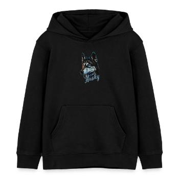 Husky Vintage Schlittenhunde Sibirischer Husky - Kinder Organic Hoodie Mini Cruiser von Stanley/Stella - Schwarz - Vorne - AI Model Kid Male (0cm)