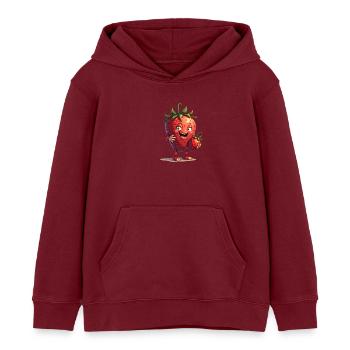 Drôle de fraises fraises fruits - Sweat à capuche enfant bio Stanley/Stella - bordeaux - Devant - AI Model Kid Female (0cm)