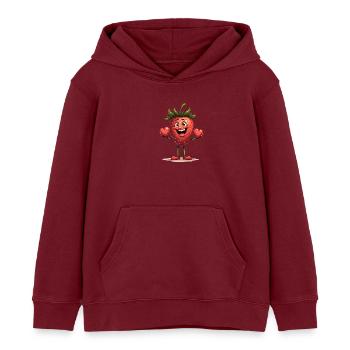 Drôle de fraises fraises fruits - Sweat à capuche enfant bio Stanley/Stella - bordeaux - Devant - AI Model Kid Female (0cm)