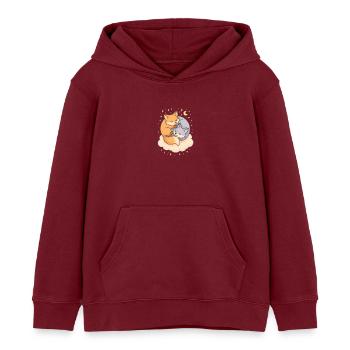 Cuddling Foxes Kawaii - Kids Organic Hoodie by Stanley/Stella - burgundy - Front - AI Model Kid Female (0cm)