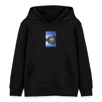 Charming lakeside cabin - Kids Organic Hoodie by Stanley/Stella - black - Front - AI Model Kid Male (0cm)