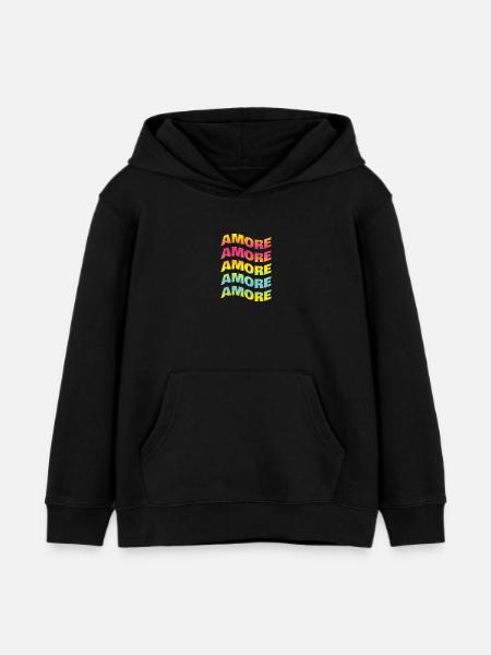 t shirt amore Liebe love maglietta idea regalo - Felpa con cappuccio bambino bio di Stanley/Stella - nero