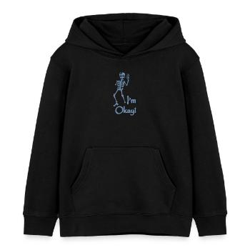 Skeleton Costume I'm Okay - Kids Organic Hoodie by Stanley/Stella - black - Front - AI Model Kid Male (0cm)