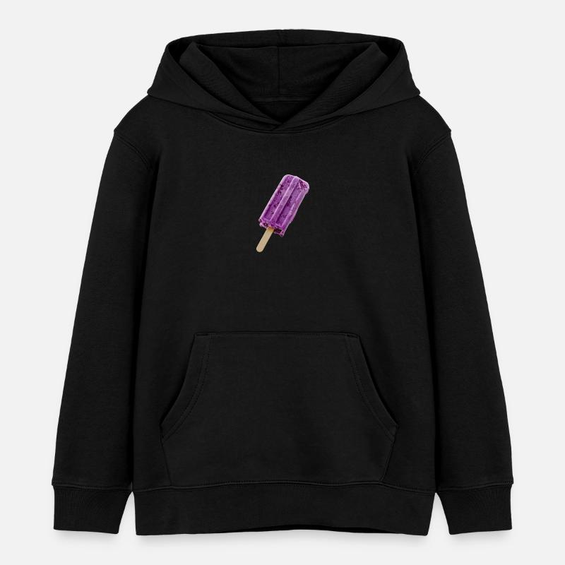 Glace violette sur un bâtonnet - Sweat à capuche enfant bio Stanley/Stella - noir