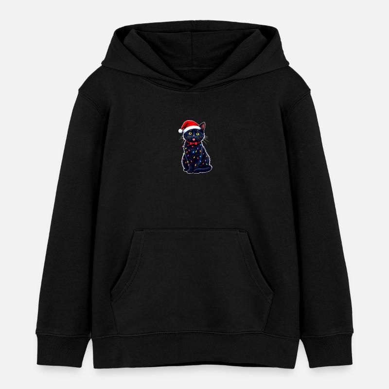 Chat Noël Drôle de Père Noël - Sweat à capuche enfant bio Stanley/Stella - noir