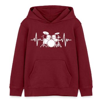Herzschlag Drumset Muster - Kinder Organic Hoodie Mini Cruiser von Stanley/Stella - Burgunderrot - Vorne - AI Model Kid Female (0cm)