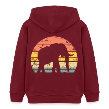 Elephant Retro Silhouette Wildlife Elephant Lover - Kids Organic Hoodie by Stanley/Stella - burgundy - Back - AI Model Kid Female (0cm)