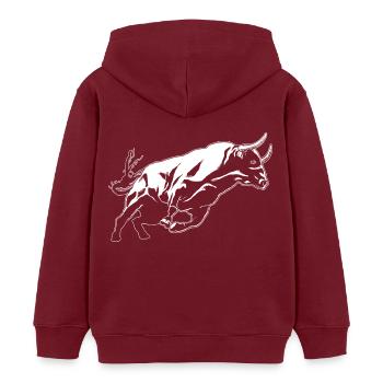 Bull Bovine Art Skizze Grafik Wildtierliebhaber - Kinder Organic Hoodie Mini Cruiser von Stanley/Stella - Burgunderrot - Hinten - AI Model Kid Female (0cm)