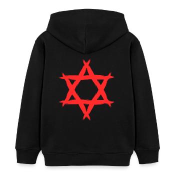 Etoile de David religion rouge - Sweat à capuche enfant bio Stanley/Stella - noir - Dos - AI Model Kid Male (0cm)