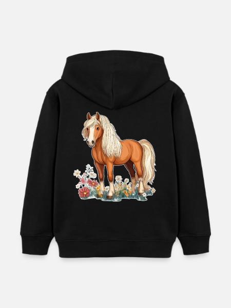 Pferd auf Wiese - Kinder Organic Hoodie Mini Cruiser von Stanley/Stella - Schwarz