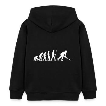 Die Evolution des Hockey Feldhockey als Geschenk - Kinder Organic Hoodie Mini Cruiser von Stanley/Stella - Schwarz - Hinten - AI Model Kid Male (0cm)