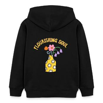 Âme Florissante - Éveil - Sweat à capuche enfant bio Stanley/Stella - noir - Dos - AI Model Kid Male (0cm)
