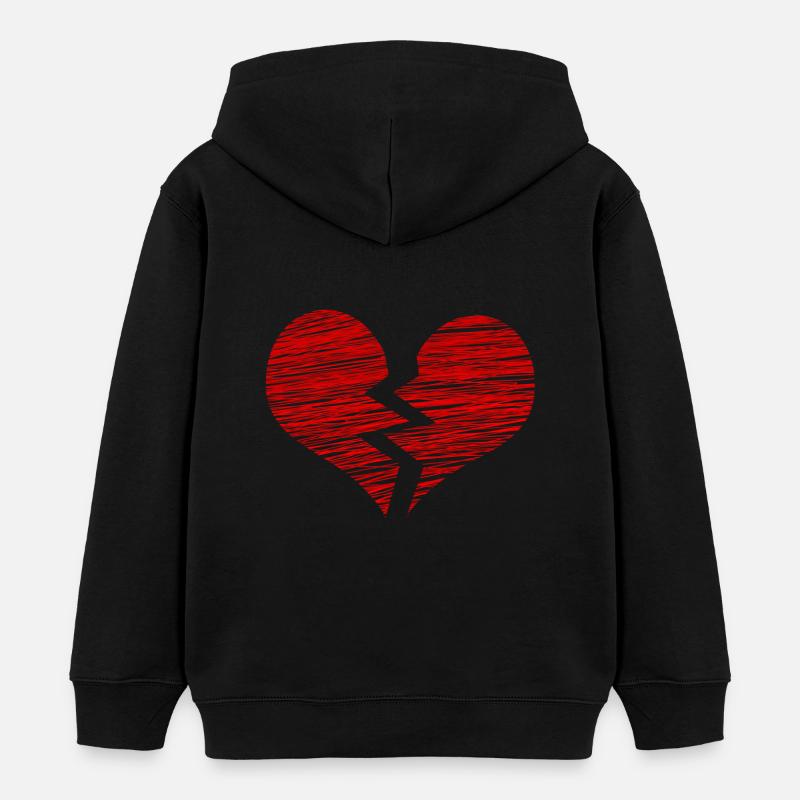 Le coeur brisé - Sweat à capuche enfant bio Stanley/Stella - noir