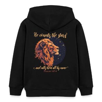 Löwe Bibelvers Christlich - Kinder Organic Hoodie Mini Cruiser von Stanley/Stella - Schwarz - Hinten - AI Model Kid Male (0cm)