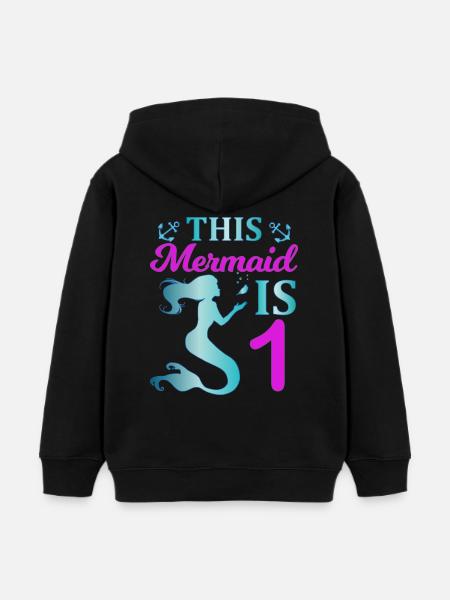This Mermaid is 1 - Kids Organic Hoodie by Stanley/Stella - black