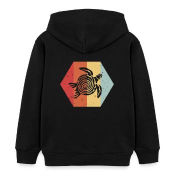 Tortue Vintage - cadeau de couleur rétro - Sweat à capuche enfant bio Stanley/Stella - noir - Dos - AI Model Kid Male (0cm)