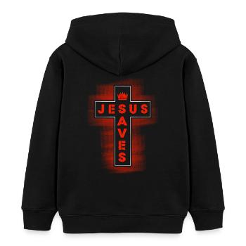 Jesus Saves - Religion Gott Christus Kreuz Glaube - Kinder Organic Hoodie Mini Cruiser von Stanley/Stella - Schwarz - Hinten - AI Model Kid Male (0cm)
