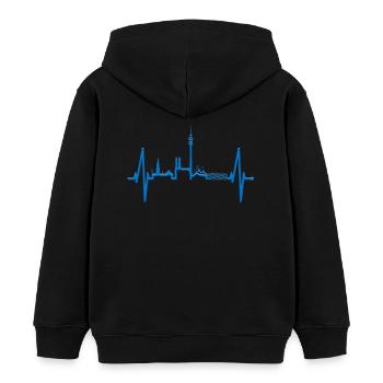 München Skyline Herzschlag Bayern Weiß Blau Munich - Kinder Organic Hoodie Mini Cruiser von Stanley/Stella - Schwarz - Hinten - AI Model Kid Male (0cm)