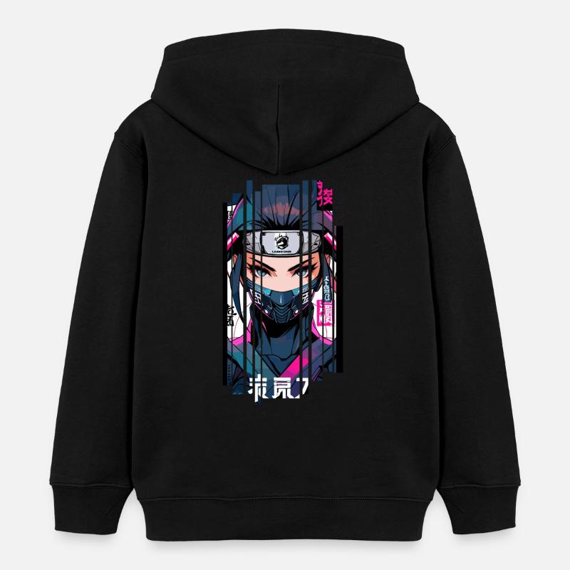 Cyborg ninja kanji - Sweat à capuche enfant bio Stanley/Stella - noir