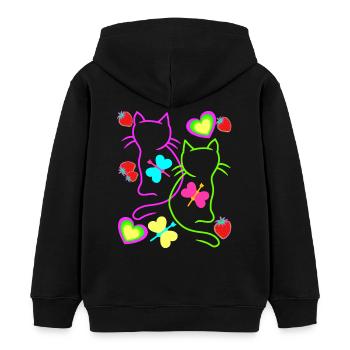 Retro Koty Truskawka Lato Motyl Serce - Bluza z kapturem dziecięca bio Stanley/Stella - czarny - Tył - AI Model Kid Male (0cm)