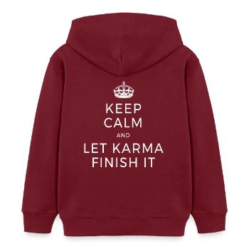 Keep Calm And Let Karma Finish It Yoga Dear Zen - Kids Organic Hoodie by Stanley/Stella - burgundy - Back - AI Model Kid Female (0cm)