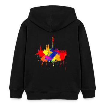 München Skyline Bunte Farben Malerei Bayern Fan - Kinder Organic Hoodie Mini Cruiser von Stanley/Stella - Schwarz - Hinten - AI Model Kid Male (0cm)