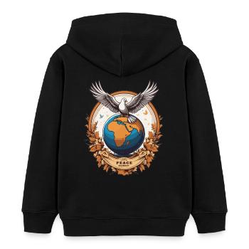 Weltfrieden auf der Erde - Kinder Organic Hoodie Mini Cruiser von Stanley/Stella - Schwarz - Hinten - AI Model Kid Male (0cm)
