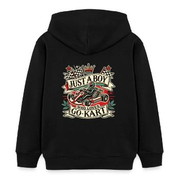 Garçon aimant les courses de karting - Sweat à capuche enfant bio Stanley/Stella - noir - Dos - AI Model Kid Male (0cm)