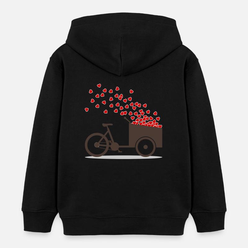 Cargo vélo amour coeurs - Sweat à capuche enfant bio Stanley/Stella - noir