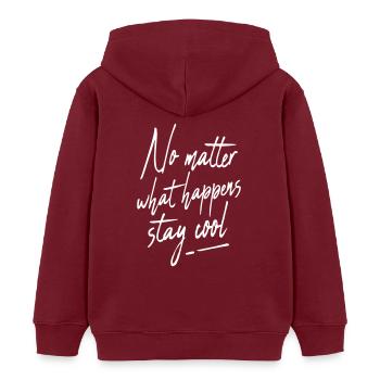 Dictons sympas Dictons sympas Restez cool Fraîcheur - Sweat à capuche enfant bio Stanley/Stella - bordeaux - Dos - AI Model Kid Female (0cm)