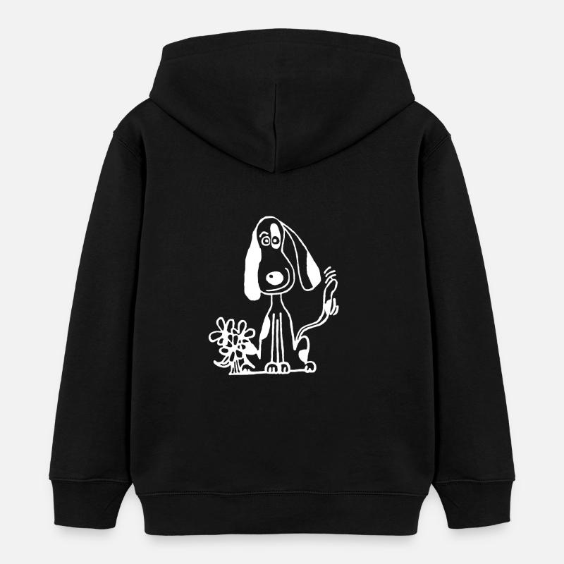 Chien doux avec un cadeau de regard de teckel - Sweat à capuche enfant bio Stanley/Stella - noir