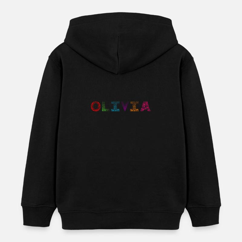 Nom de la lettre Olivia - Sweat à capuche enfant bio Stanley/Stella - noir