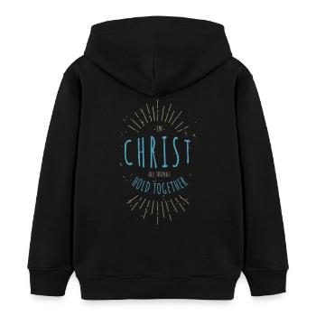 In Christus halten alle Dinge zusammen - Kinder Organic Hoodie Mini Cruiser von Stanley/Stella - Schwarz - Hinten - AI Model Kid Male (0cm)