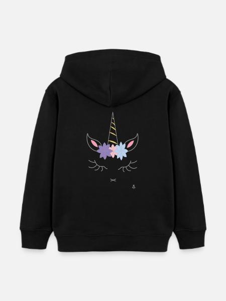 Einhorn - Kinder Organic Hoodie Mini Cruiser von Stanley/Stella - Schwarz