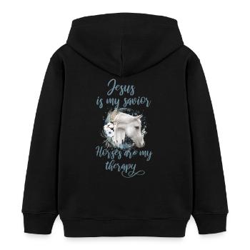 Christliches Pferdemotiv - Kinder Organic Hoodie Mini Cruiser von Stanley/Stella - Schwarz - Hinten - AI Model Kid Male (0cm)