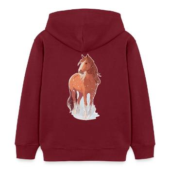 Cheval avec des flocons de neige - Sweat à capuche enfant bio Stanley/Stella - bordeaux - Dos - AI Model Kid Female (0cm)