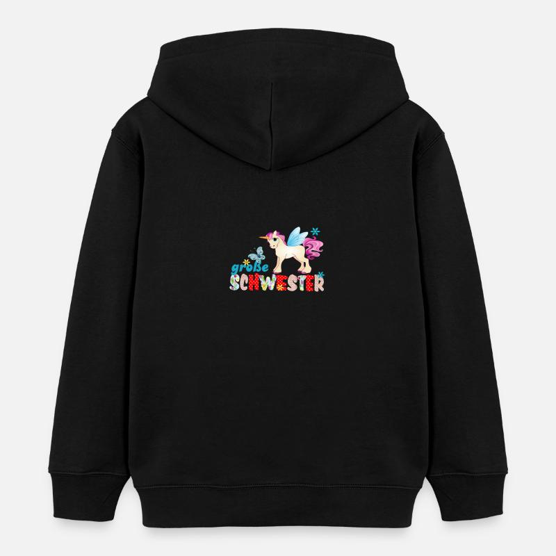 große Schwester Einhorn - Kinder Organic Hoodie Mini Cruiser von Stanley/Stella - Schwarz