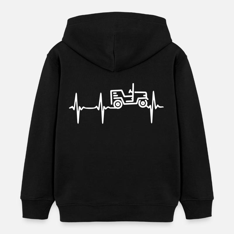 Jeep de rythme cardiaque - Sweat à capuche enfant bio Stanley/Stella - noir