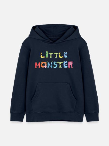 Lille Monster Alfabet Farverige Sjove Bogstaver - Stanley/Stella børne hættetrøje økologisk - marineblå