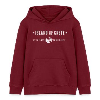 Kreta stilisierte geografische Koordinaten - Kinder Organic Hoodie Mini Cruiser von Stanley/Stella - Burgunderrot - Vorne - AI Model Kid Female (0cm)